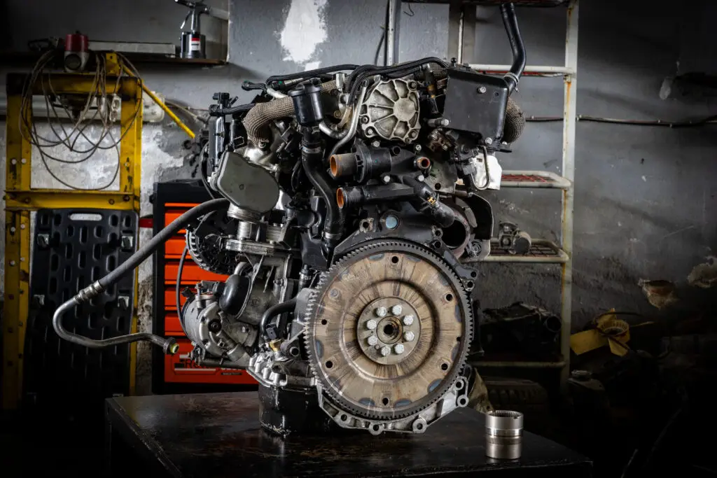 Engine in garage being repaired